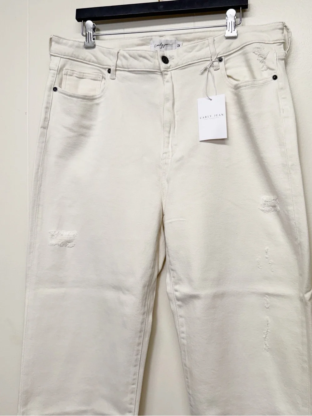 NEW CARLY JEAN LOS ANGELES CJLA Chrissy Straight Distressed Sea Salt Jeans 2X